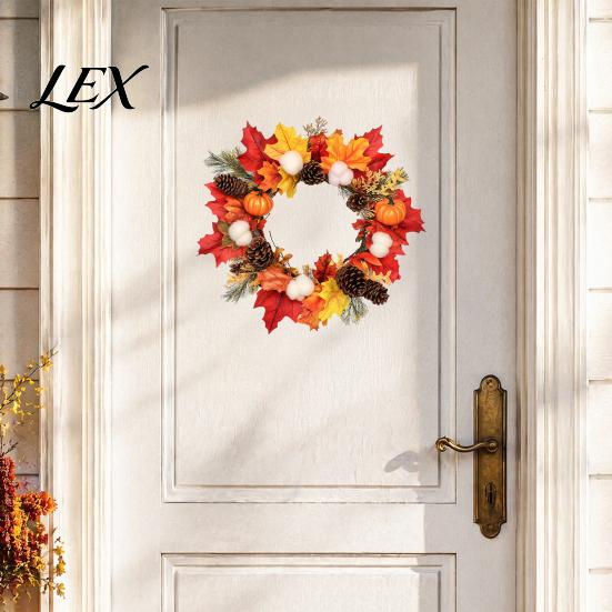 Seasonal Party Interior Ornament Thanksgiving Autumn Wall Decal, Maple Leaf Pinecone Pumpkin Harvest Window Sticker, Waterproof Outdoor Glass