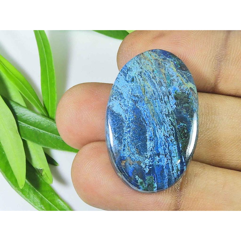 48Cts. Natural Azurite Oval Healing Crystal Cabochon Loose Gemstone 22X34MM SK-3854