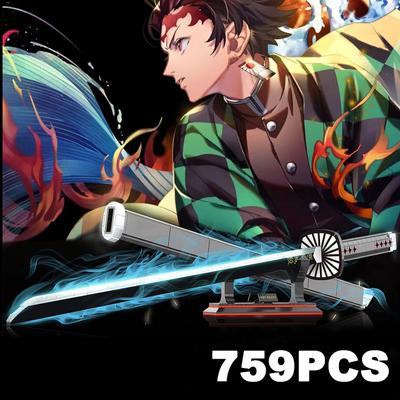 Anime Demon Slayer Kamado Tanjirou Cuțit Lamă Sabie Blocuri de construcție Katana Armă Cărămizi Jucării pentru copii Cadouri pentru adulți