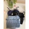 Hong Kong Retro Spliced Lace-Trim Denim Bustier Top for Women