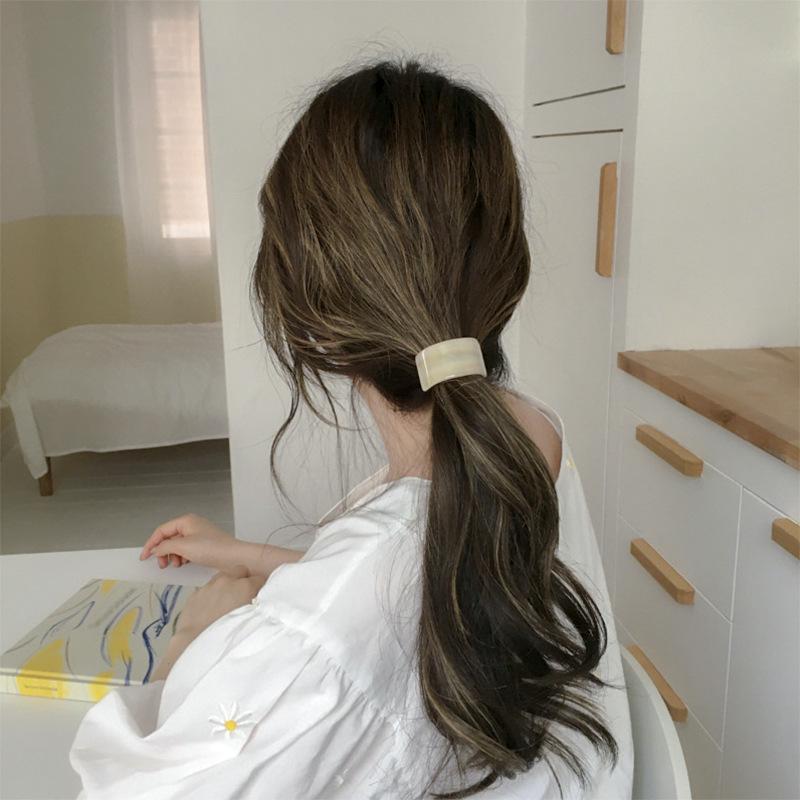 Duowei Jewelry Style Simple Matte Wood Grain Girl Ponytail Hair Band Geometric Arc High Elastic Female Headrope