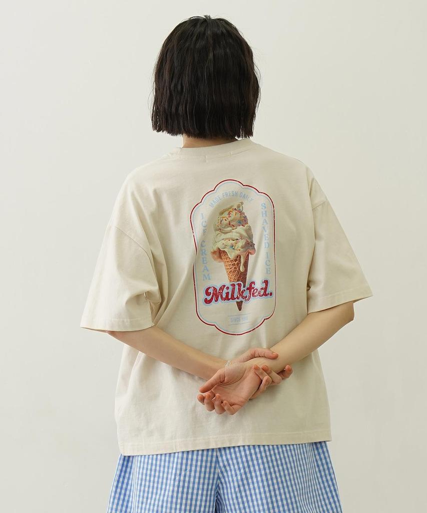 Milkfed Casual Ice Cream Wide Short Sleeve Off White Tee, Women's,
