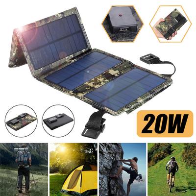 20w Outdoor Solar Power Solar Panel Portable Camping Equipment Waterproof Chargers Waterproof Hiking Travel Supplies Survival Gadget