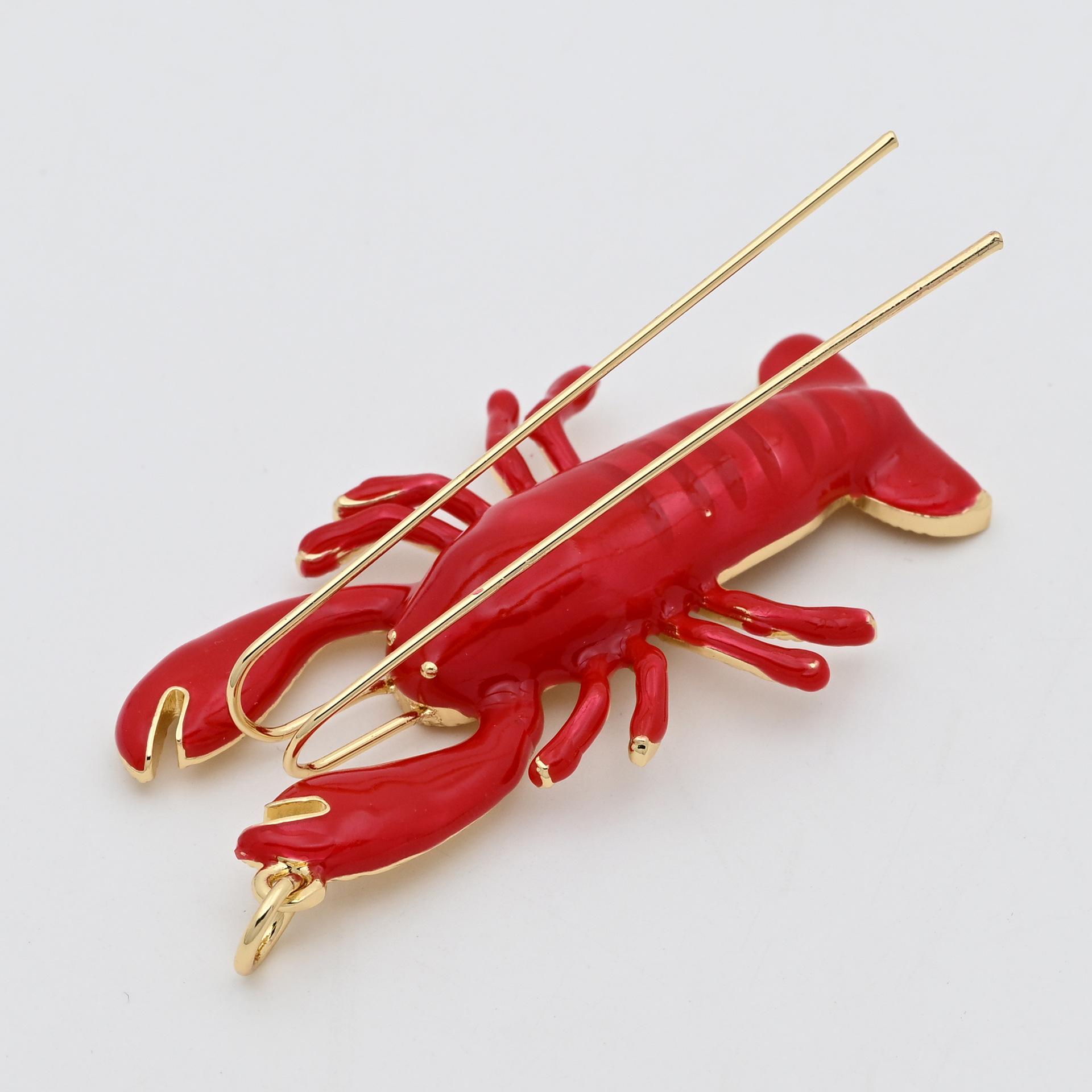 European Style Copper Enamel Lobster Pendant Necklace & Keychain Set Pendant Only