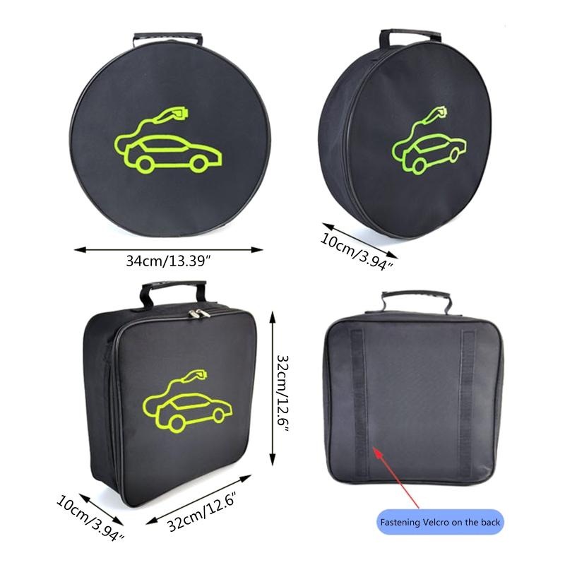 Portable Electric Car Cable Organizer Space Saving Jumper Cable Organizer Tools Cable Bag Square/Round for Electric Car