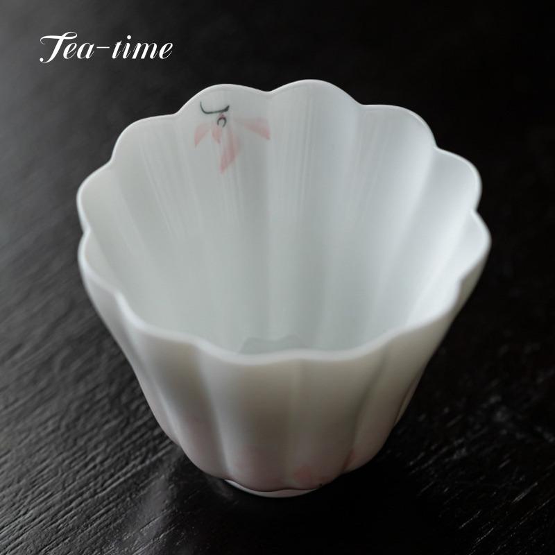Handbemalte Rosa Orchidee Teetasse Keramiktassen Handgefertigt Blütenblatt Porzellan Teetasse Buddha Hand Tasse Teetassen Ungewöhnlicher Hersteller Jingde Town