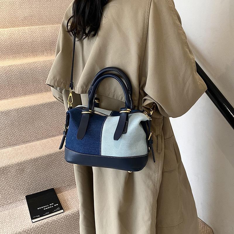 Denim Bag Women's New Popular Casual Versatile Hand Bag Contrasting Color Fashion Shoulder Messenger Bag