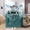 1pcs Happy Camping Blanket, Soft and Warm Blanket, Outdoor Camping Travel Blanket, Four Seasons Multifunctional Gift Blanket