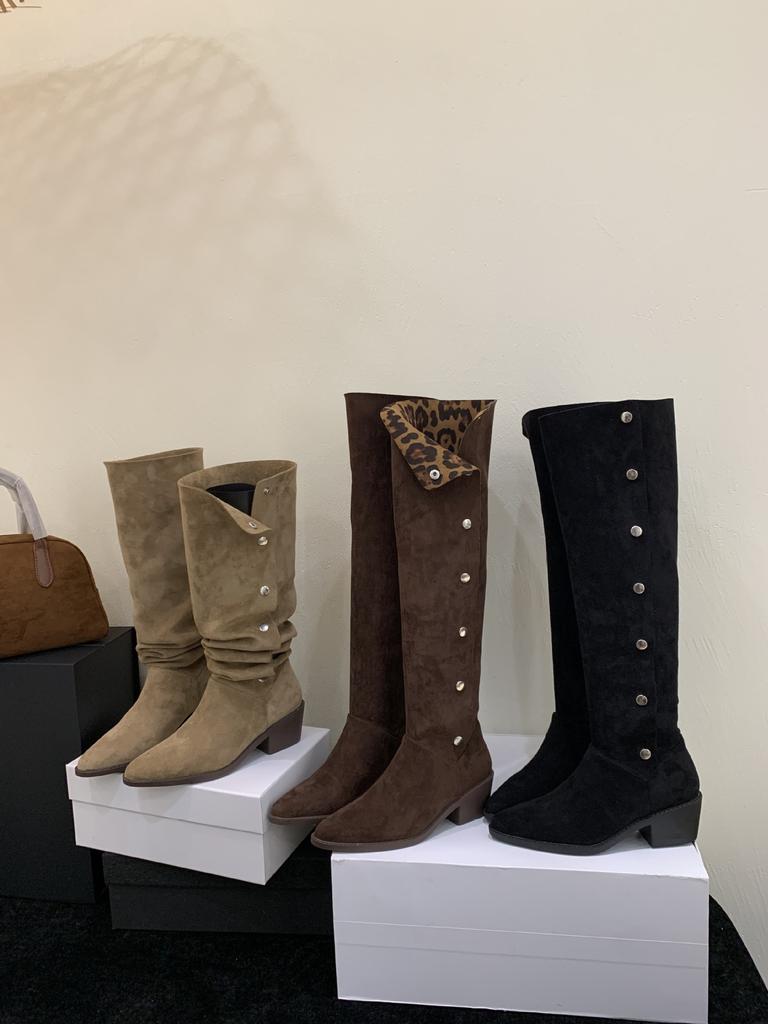 Internet Celebrity Leopard Print Fashion Knee Boots Women 2025 Autumn New Wear Versatile Three Wear Heightening Fashion Boots Shoes