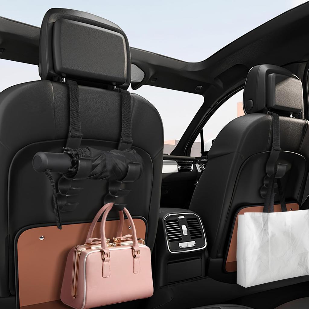 SUPVOX Headrest Hooks, Seat Hooks, Luggage Hanging, Shopping Hooks, Car Supplies, Convenient Goods, Pack of 2 (Black)