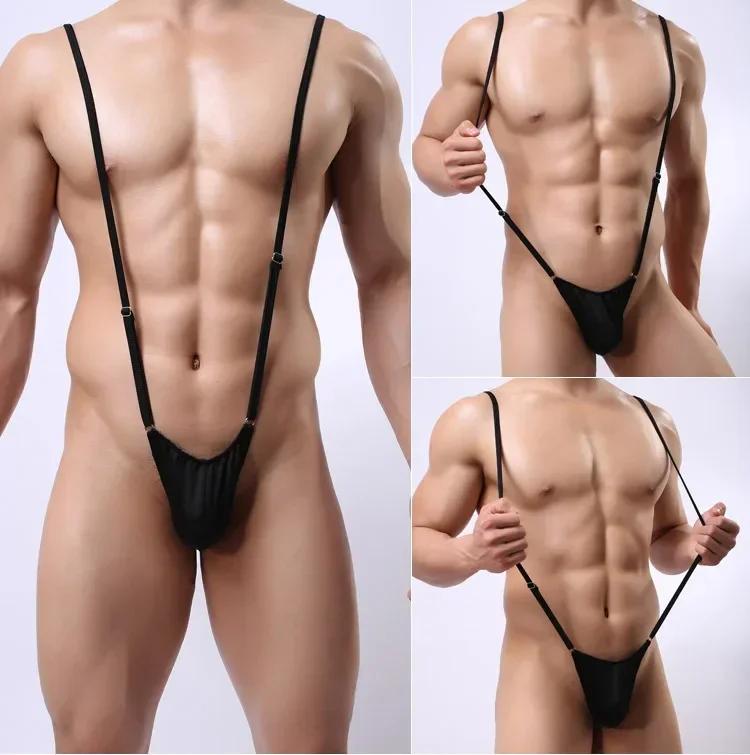 Lingeries Bodysuit Men's Bulge Pouch Underwear Hollow Out Exposed Buttocks Gay Sex Fancy Bodysuit Panties for Men Erotic Costume