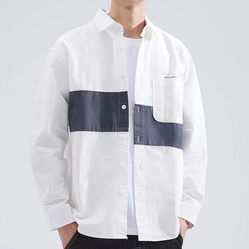Colorblocking Work Shirt Men's Long-sleeved Loose Casual Versatile Patchwork Shirt Jacket Fashion Men's Shirts