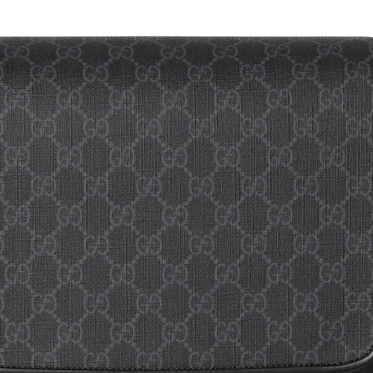 Gucci Adjustable Shoulder Strap Magnetic Flap Closure Canvas And Leather Trimmed Crossbody Bag Men Bags Gray 792124-FADJA-1042