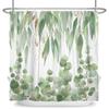 Green Eucalyptus Leaves Shower Curtains Watercolor Floral Waterproof Morden Bathroom Bathtub Curtain Room Decor With Hooks