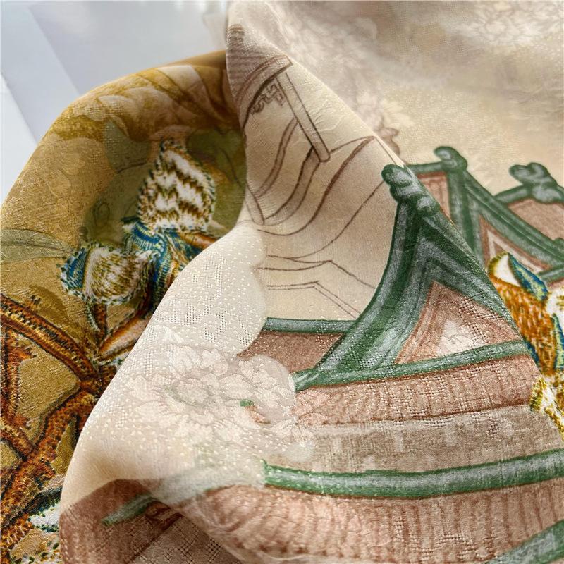 110*110 см двухсторонний шелковый шарф женский щедрый шарф шелковый шарф шаль 110*110cm — фото 10