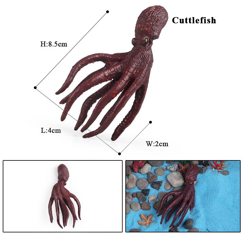 Oenux Sea Life Animals Coral Octopus Nautiloidea Crab Starfish Ocean Model Action Figures Educational Collection Toy Kid Gift