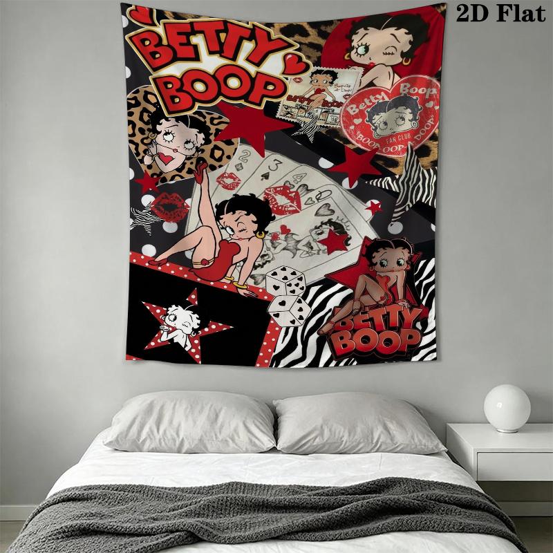 betty boop Wall Tapestry Aesthetic Wall Hanging Printed Fabric Blanket Decorative Tapestries for Bedroom Living Room Home Decor