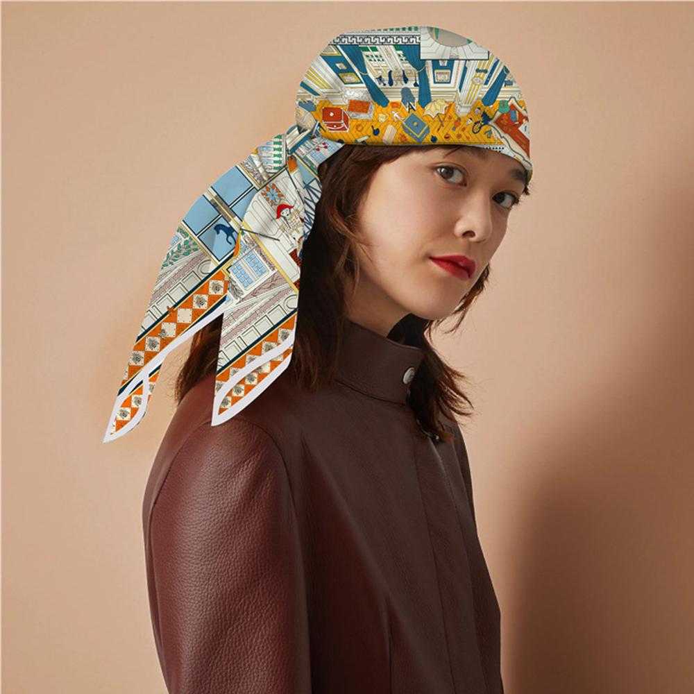Design Luxury Twill Silk Women Scarf Sunscreen Foulard Shawl Hijab Female Hair Hijab Wraps Neckerchief Bandanda Echarpe