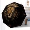 Regal Lion Portrait Wall Art Decor Umbrella, Cute Umbrella with Cute Design, Portable 3-Fold Compact Umbrella for Men & Women, Valentine's Day Mother'