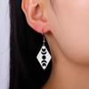 Dawapara Crescent Goddess Black Birthstone Stainless Steel Earrings Triple Moon Wicca Pentagram Gothic Drop Earrings