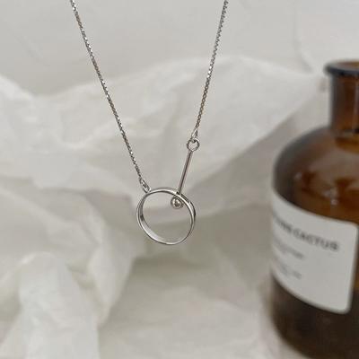 999 Pure Silver Ring Necklace Women's Simple Ins Style Hip Hop Clavicle Chain Sterling Silver Necklace