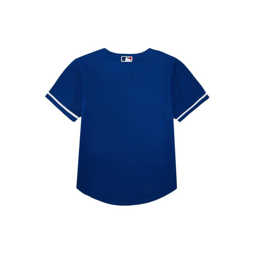 Nike Logo Letter Pattern Single Row Button Round Neck Short Sleeve T-Shirt Kids Tops Blue DZ3696-483