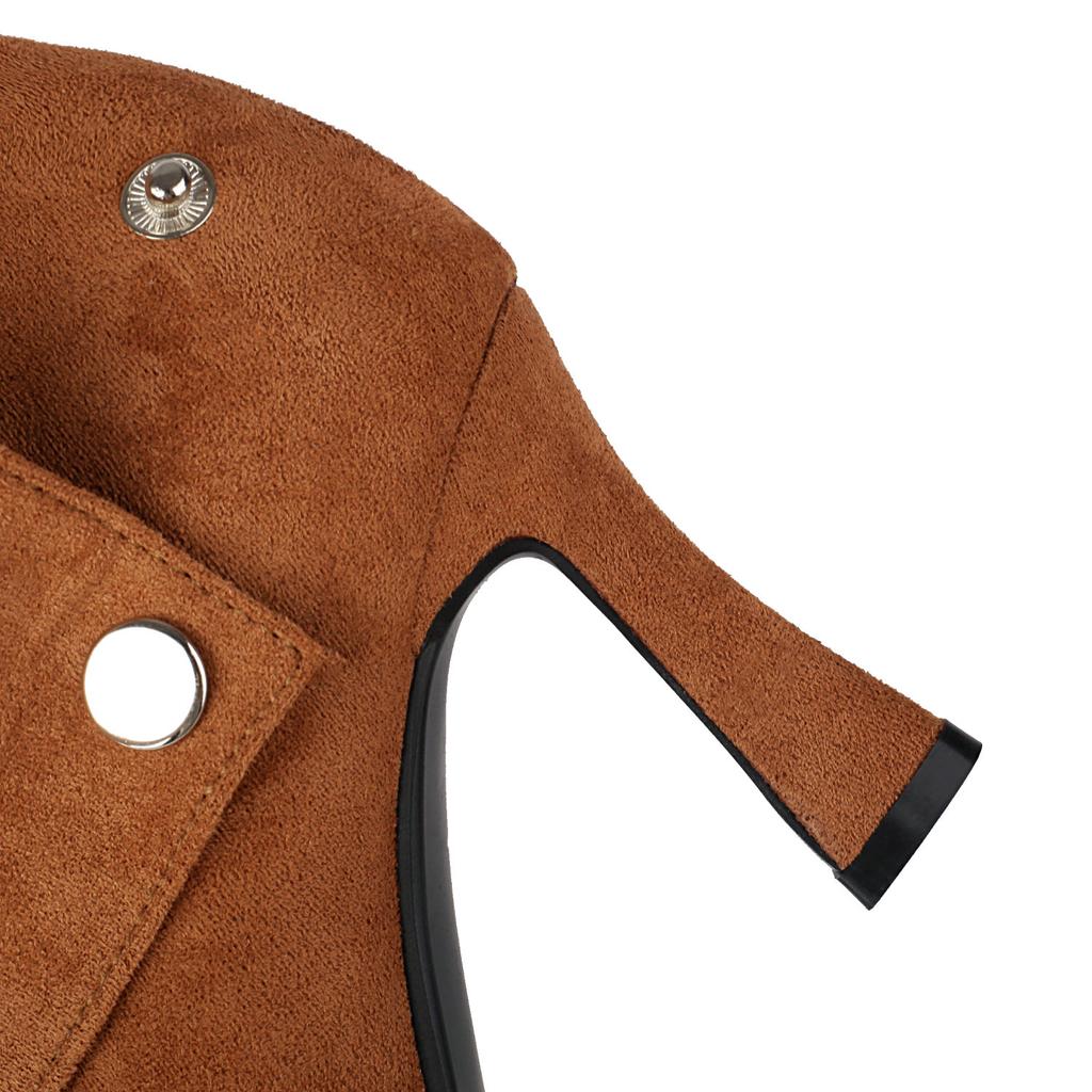 Tall Boots Women's Knee High Slouch Boots Flock Sung Fit Detachable Pleated Multi-way Heels Shoes Sexy Buttons Decor Footwear