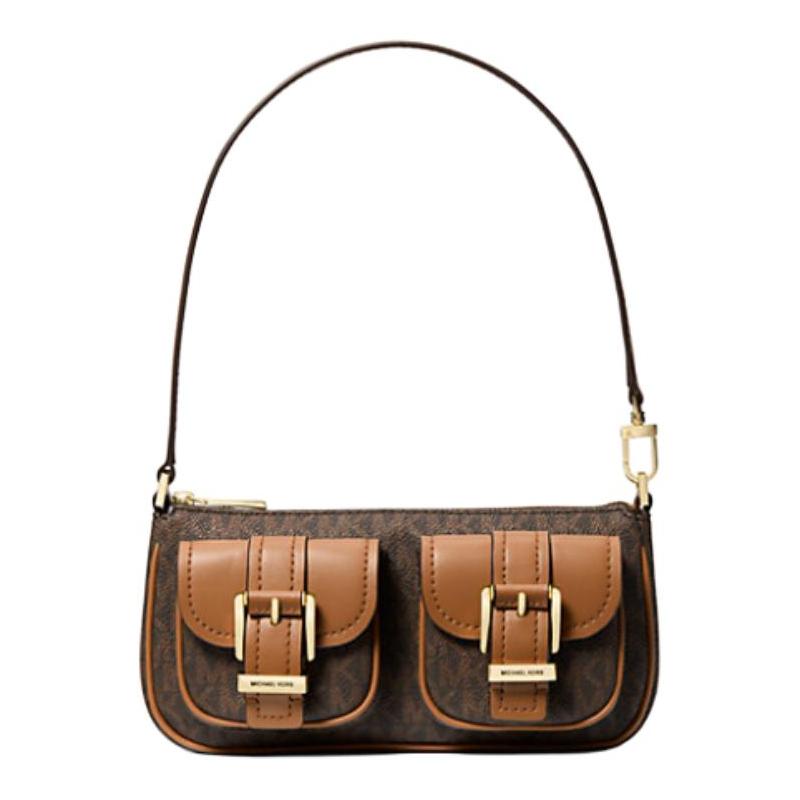 MICHAEL KORS Zoe Zoe Printed Logo Coated Canvas Shoulder Bag Regular Women s Acorn коричневый