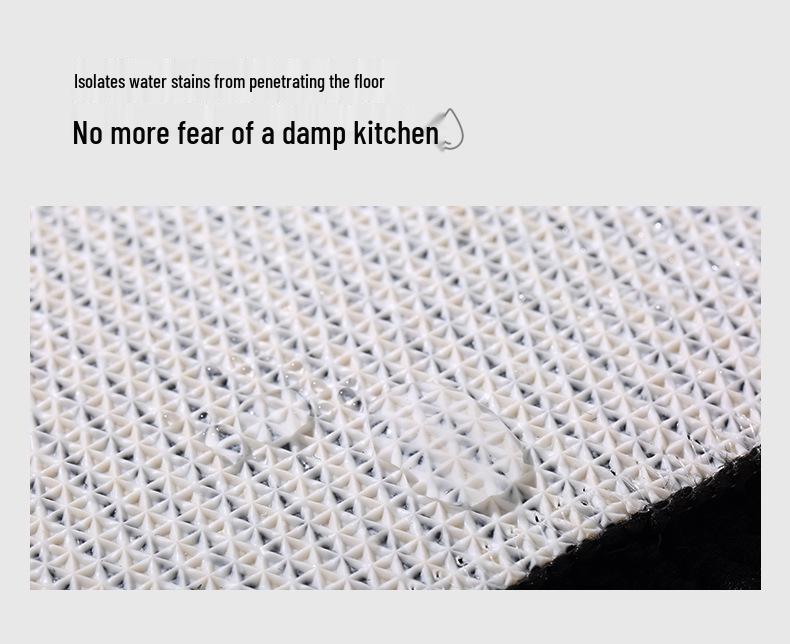 L-Shaped Waterproof & Oil-Proof Polypropylene Kitchen Mat - Non-Slip Hui Pattern