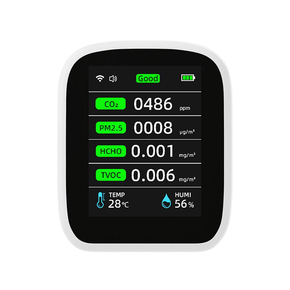 Tuya Wifi Portable Air Quality Meter 8in1 PM1.0 PM2.5 PM10 CO2 TVOC HCHO Temperature and Humidity Tester LCD Color
