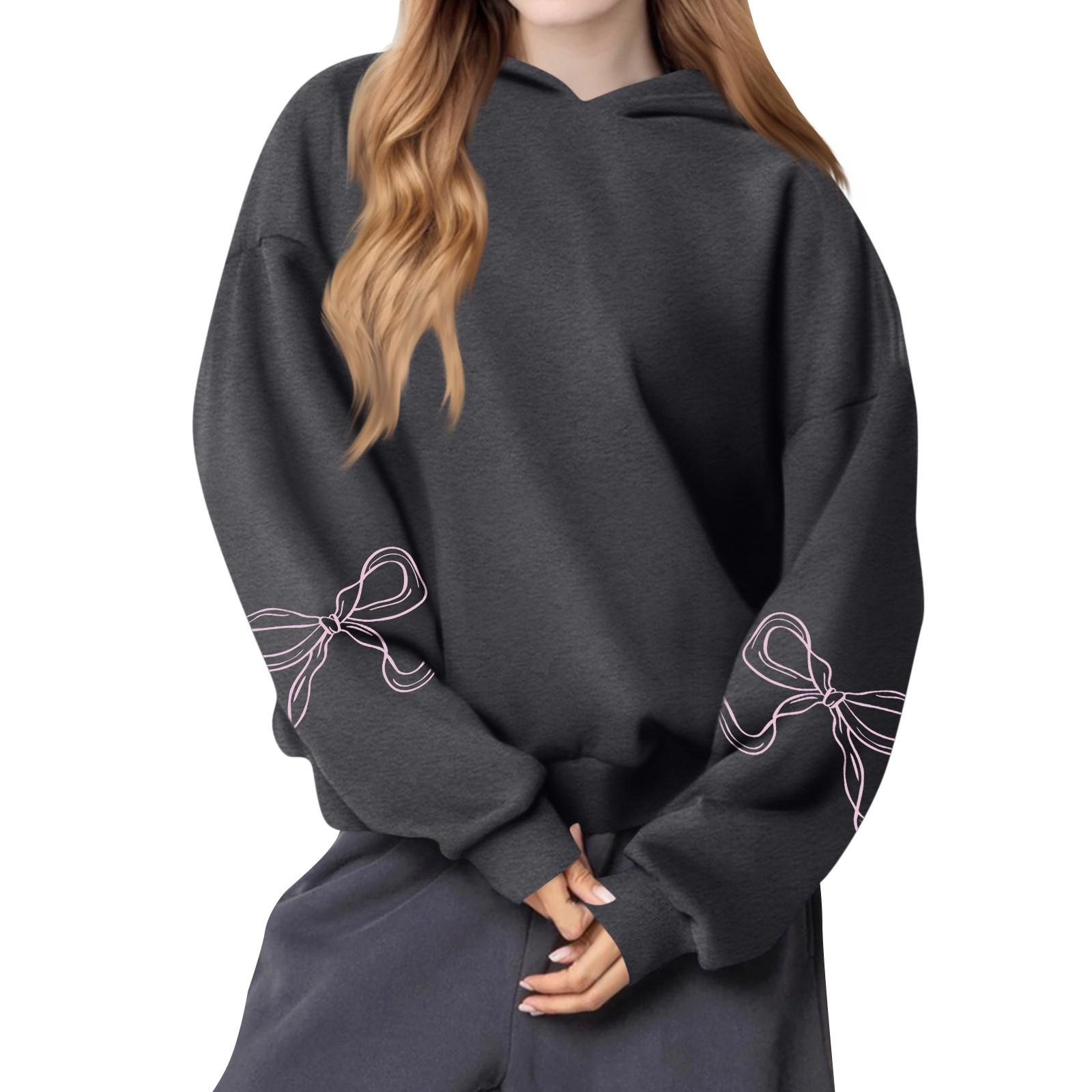 

Жіночий модний легкий жіночий пуловер з довгими рукавами та кишенями, ошатне худі з малюнком M