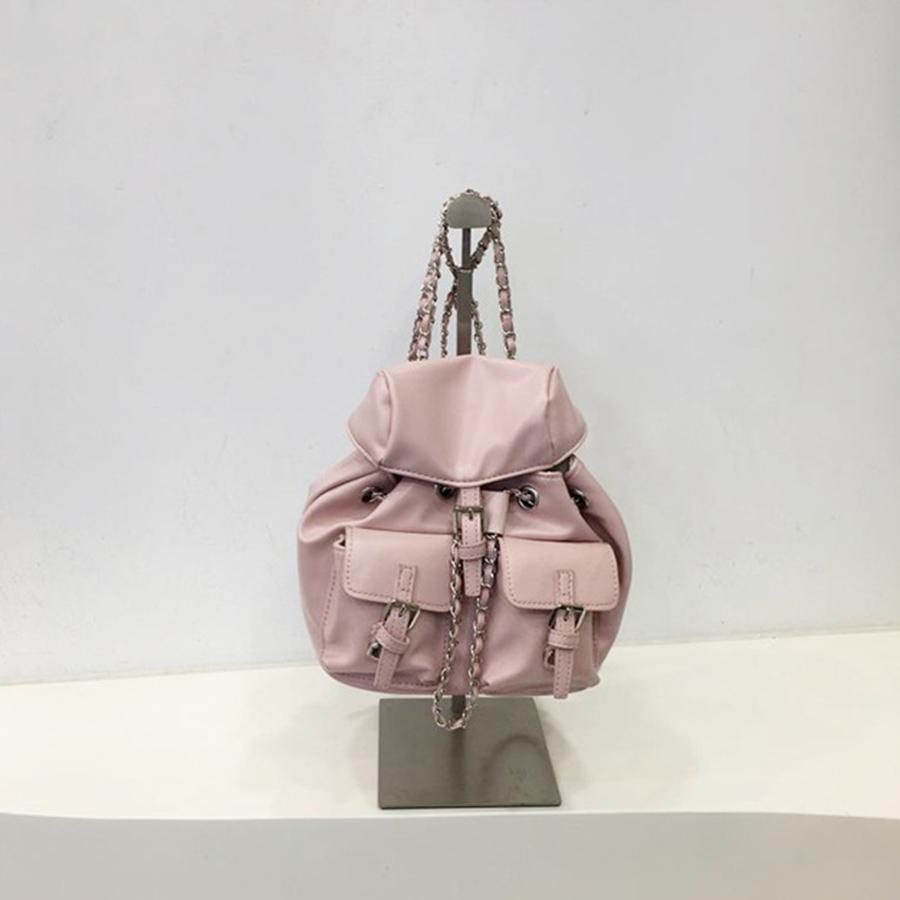 Multiple Pockets Designer Chains Backpack For Women With Pockets Travel Back Pack Black Shoulder Bagpack Pu Daily Flip Rucksack
