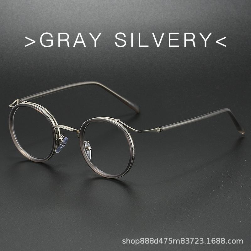 Retro Brand Design Luxury Round Frame Glasses Frame for Men Women Ultralight Stainless Steel Alloy Anti Blue Light Eyeglasses