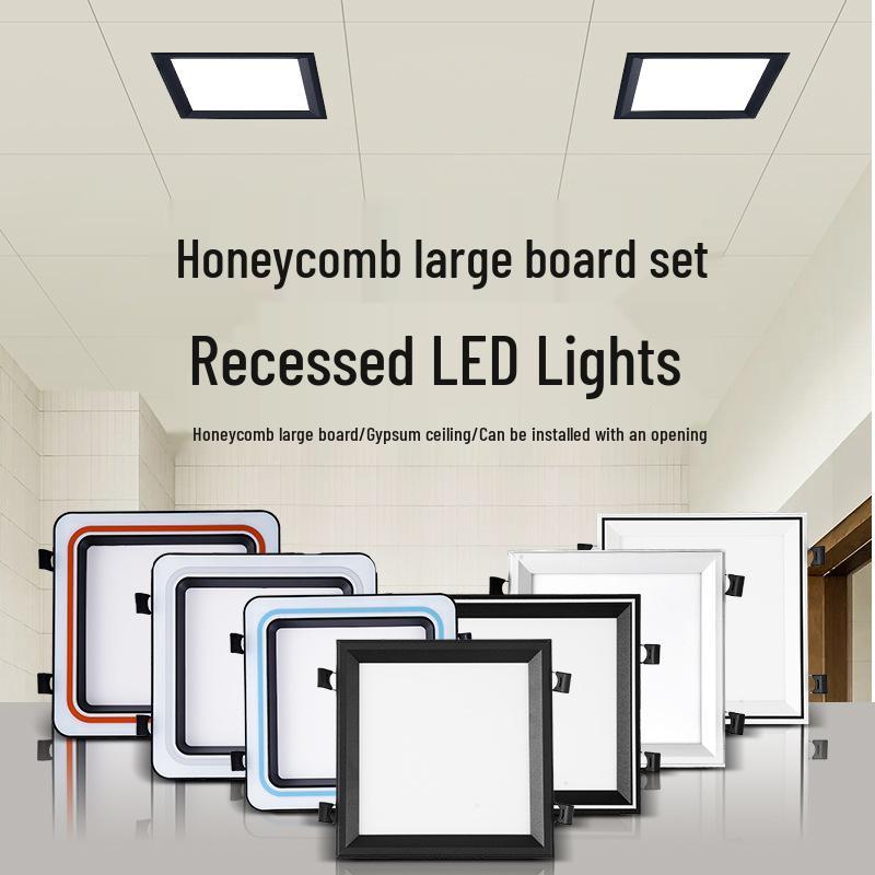 Large Recessed Square Downlight Panel with Honeycomb Design for Kitchen and Bathroom Ceilings (2020 Model)
