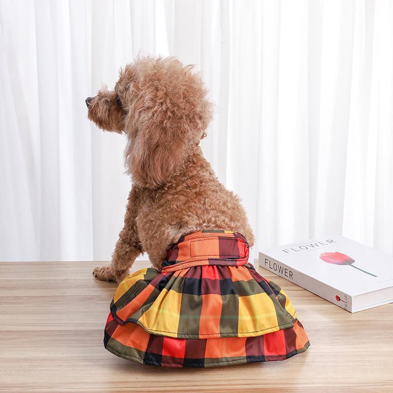 Plaid Pet Physiological Pants - Washable Safety Diapers for Small Bichon Frise Dogs
