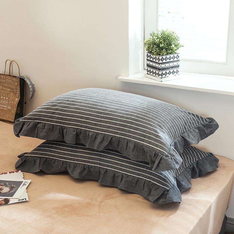 

2 шт. 100% хлопковых наволочек - черно-белые клетчатые с оборками, дышащее мягкое постельное белье, приятное к коже, для подушек стандартного размера 2PCS 48x74cm pillowcase