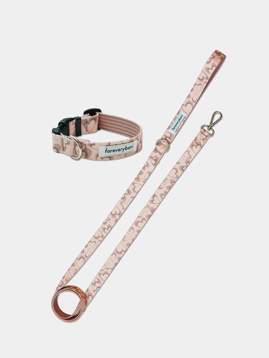 foreverybari marble heart leash set (strawberry) BIG