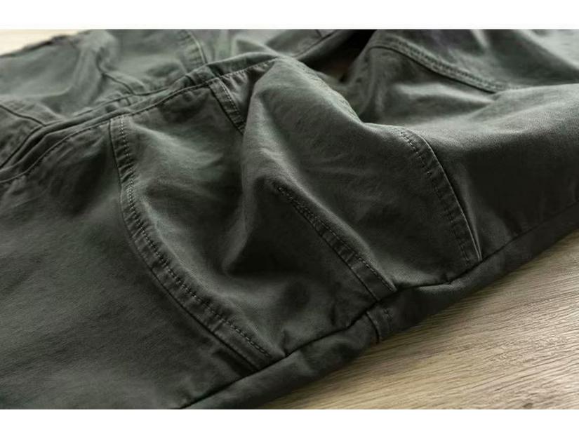 Men's Trendy Korean Solid Color Cuffed Overalls - Casual Spring/Autumn Loose Work Pants