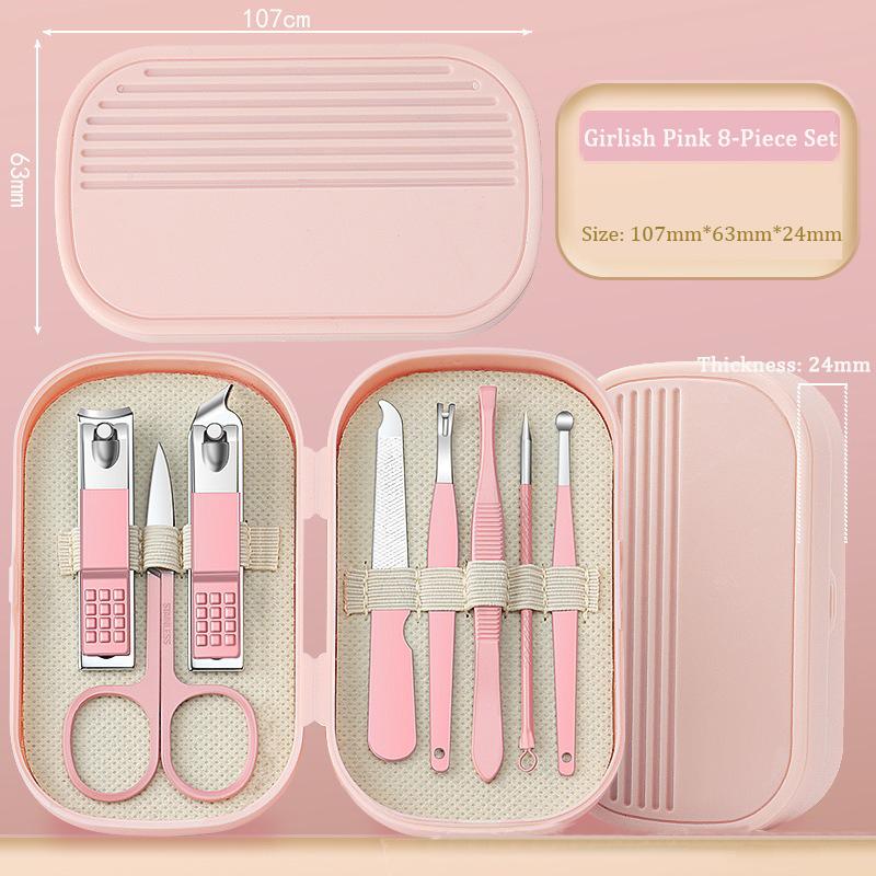 Portable Stainless Steel Nail Art Tool Set 8-Piece Nail Scissors Clipper Set