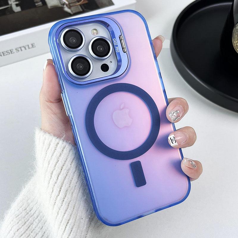 Laser Color Color Change IMD Applicable To IPhone 16 Mobile Case Apple 14Pro Hardware Lens Stand 15 Magnetic Snap