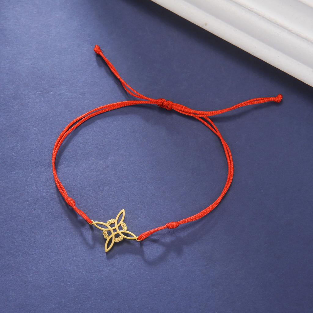 Stainless Steel Witch Knot Pendant Bracelet for Women Men Jade Cord Rope Bracelets Wicca Witchcraft Amulet Jewelry Gift