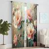 2 pcs   versatile polyester transparent curtains for home decoration Pink & White Floral for use in bedrooms and living rooms
