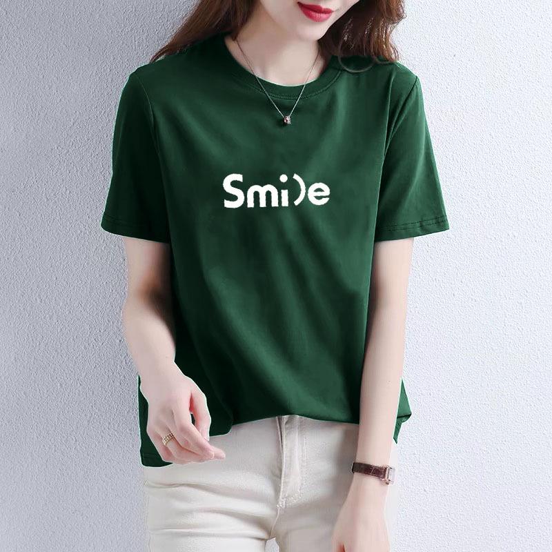 White Letter Print Oversized 100% Cotton Short-Sleeve T-Shirt