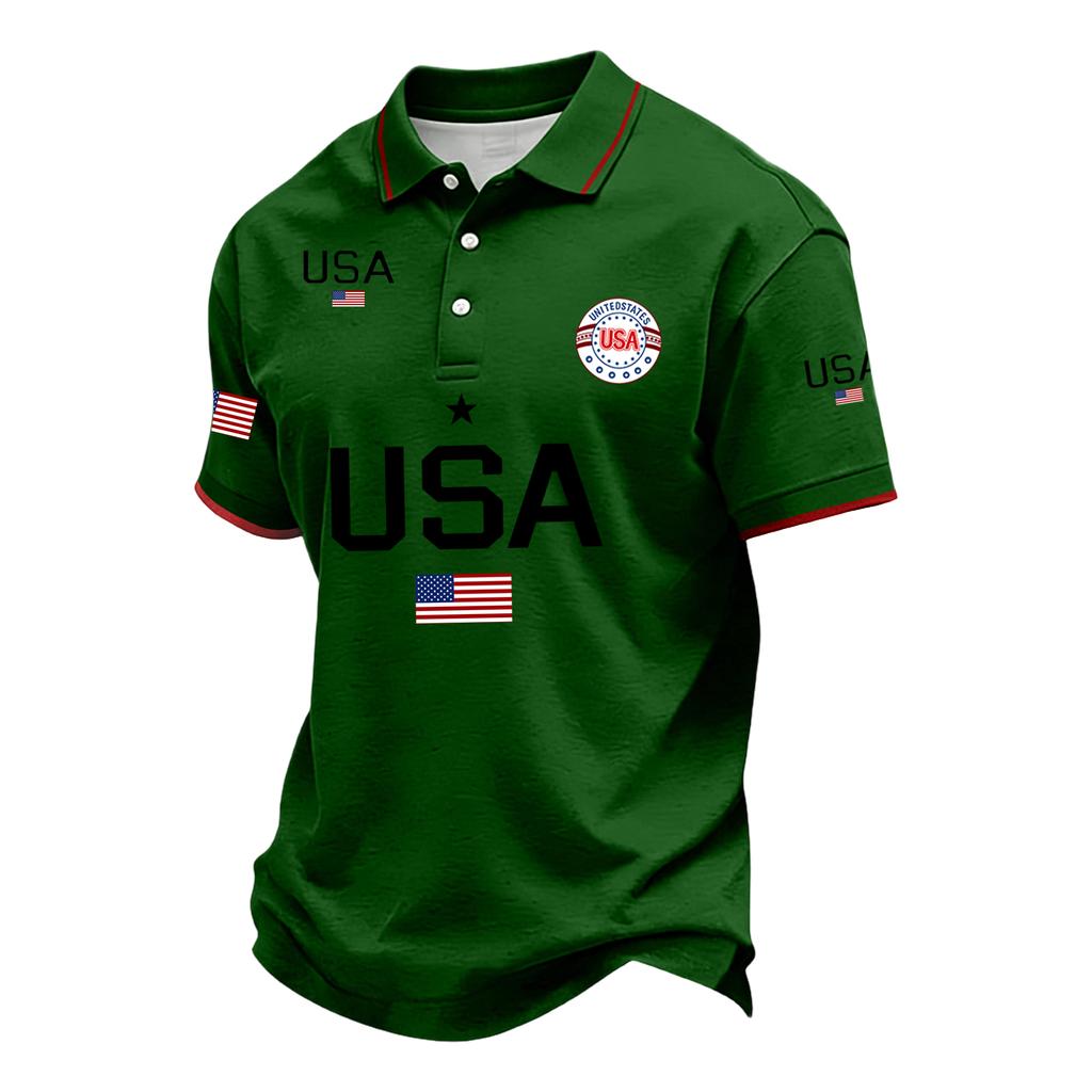 Men's Loose And Casual Flag-print T-shirt, Short Sleeve Shirt