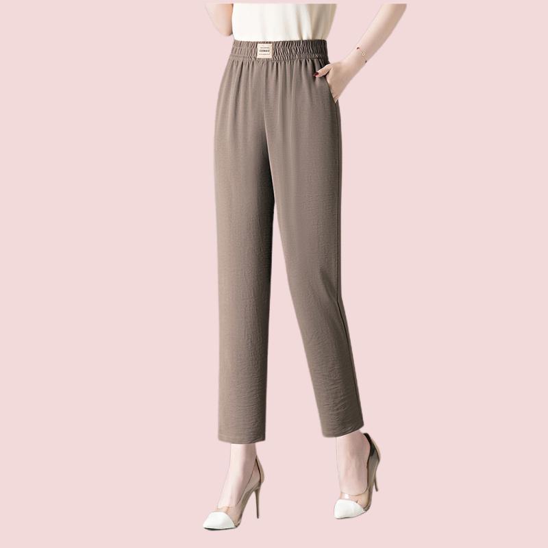 High-waisted Ice Silk Harem Pants for Women in Summer Thin High-waist Loose Casual Pants Slimming Straight Nine-point Pants