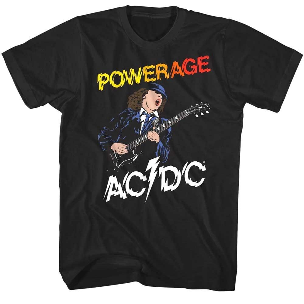 

ACDC Powerage Cartoon Men s T Shirt Angus Young Shredding Guitar Tee Hard Rock 3XL