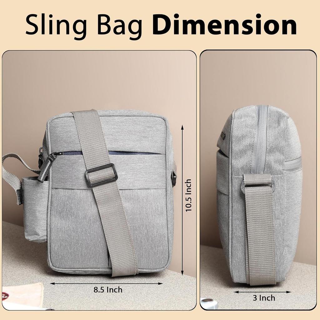 Water Resistance Side Bag - Travel Bag - Office Business Bag - Cross Body Bag - Messenger Bag - Sling Bag for Men and Women Adjustable Strap