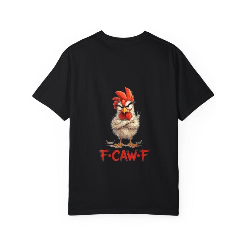 White T Shirt with Angry Rooster and F Caw F Print for Casual Wear