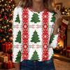 Women's Fashion Christmas Print Crewneck Long Sleeve Pullover Top, Casual Holiday Shirt