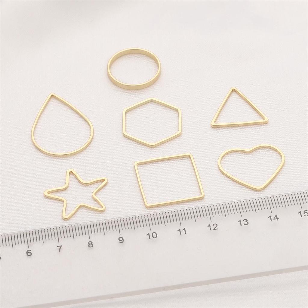 14K Gold-Filled Geometric Pendant: Heart, Pentagon, Star, Square, Round, Triangle for DIY Hairpins & Earrings